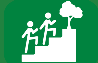 icon depicting people climbing steps to a tree