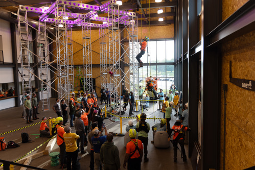 Climbers climbing on Davey's indoor climbing center