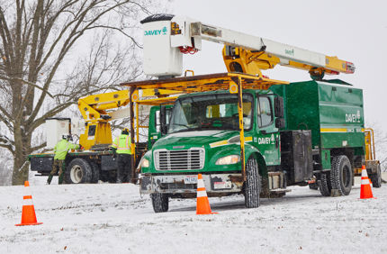 bucket truck in winter
