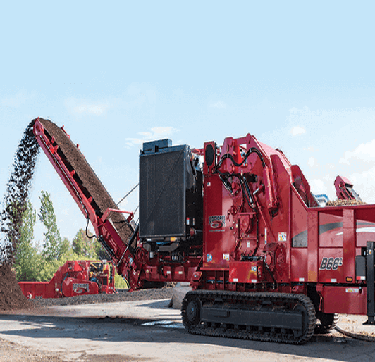 Red Rotochopper Wood Grinding