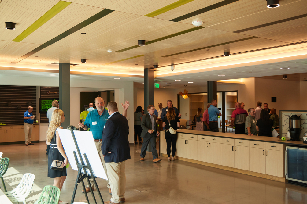Employees mingle at new SEED Campus